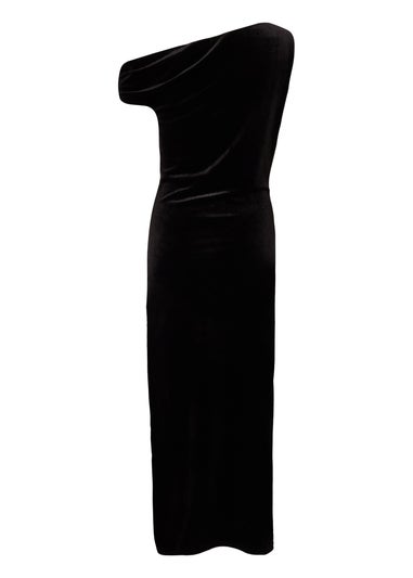 Quiz Black Velvet Sash Detail Midaxi Dress