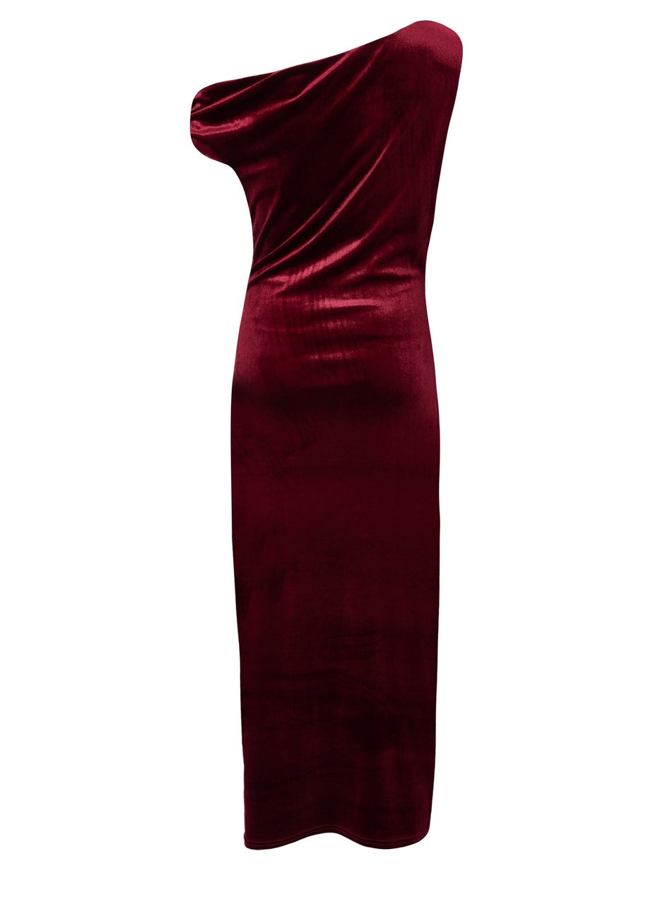 Quiz Burgundy Velvet Sash Detail Midaxi Dress
