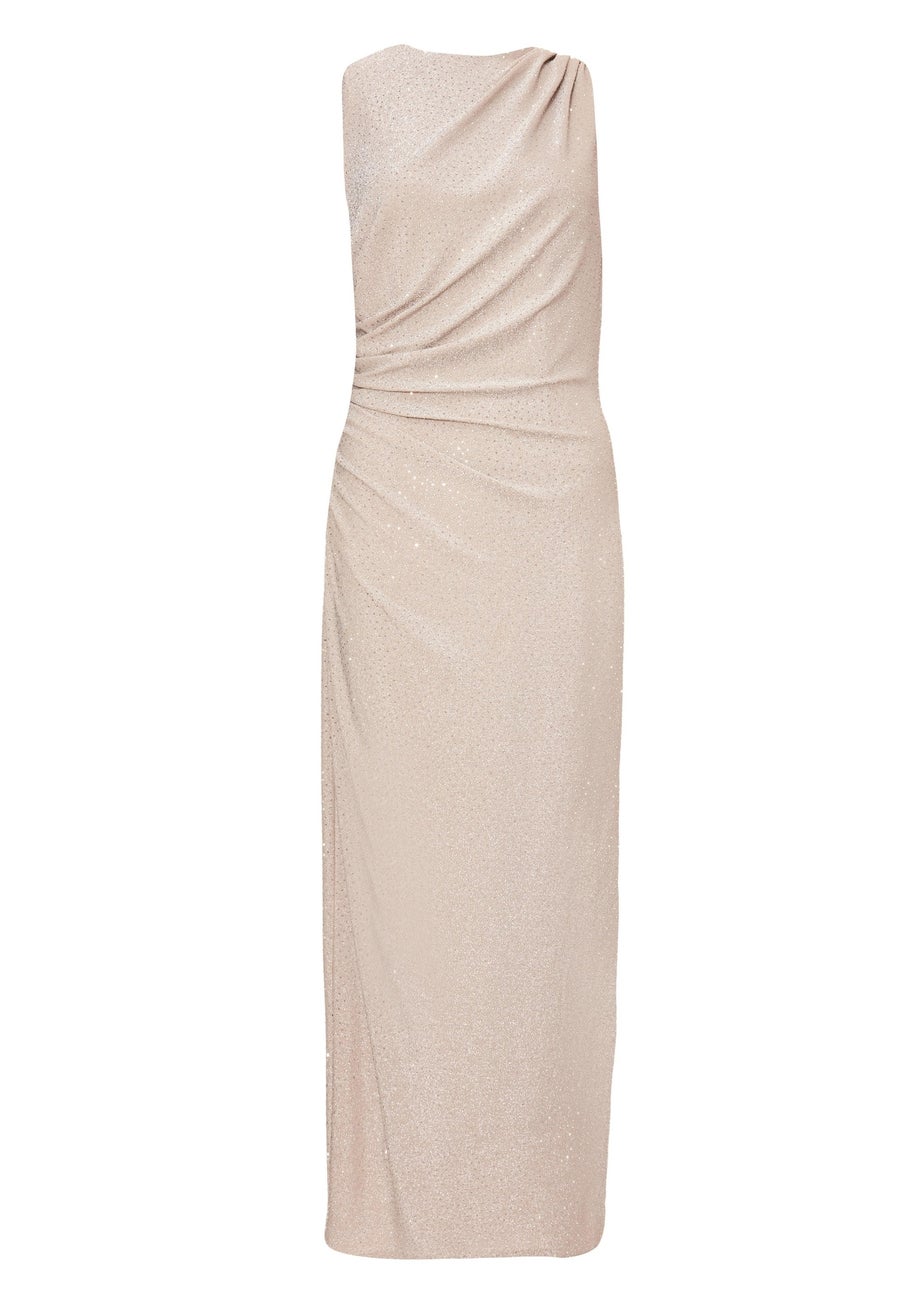 Quiz Cream Glitter Midaxi Dress