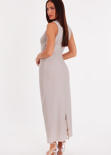 Quiz Cream Glitter Midaxi Dress
