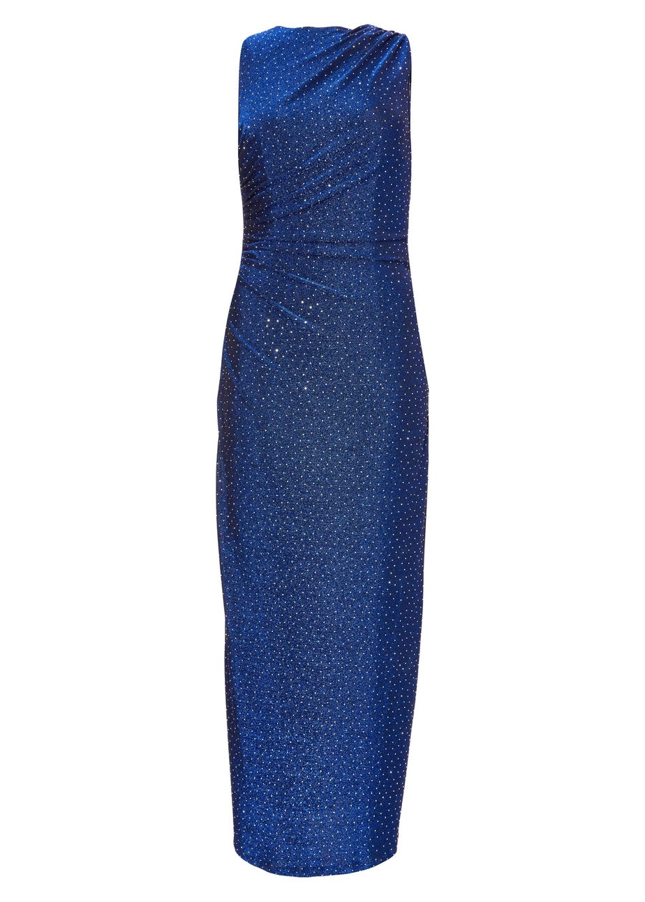 Quiz Blue Glitter Midaxi Dress
