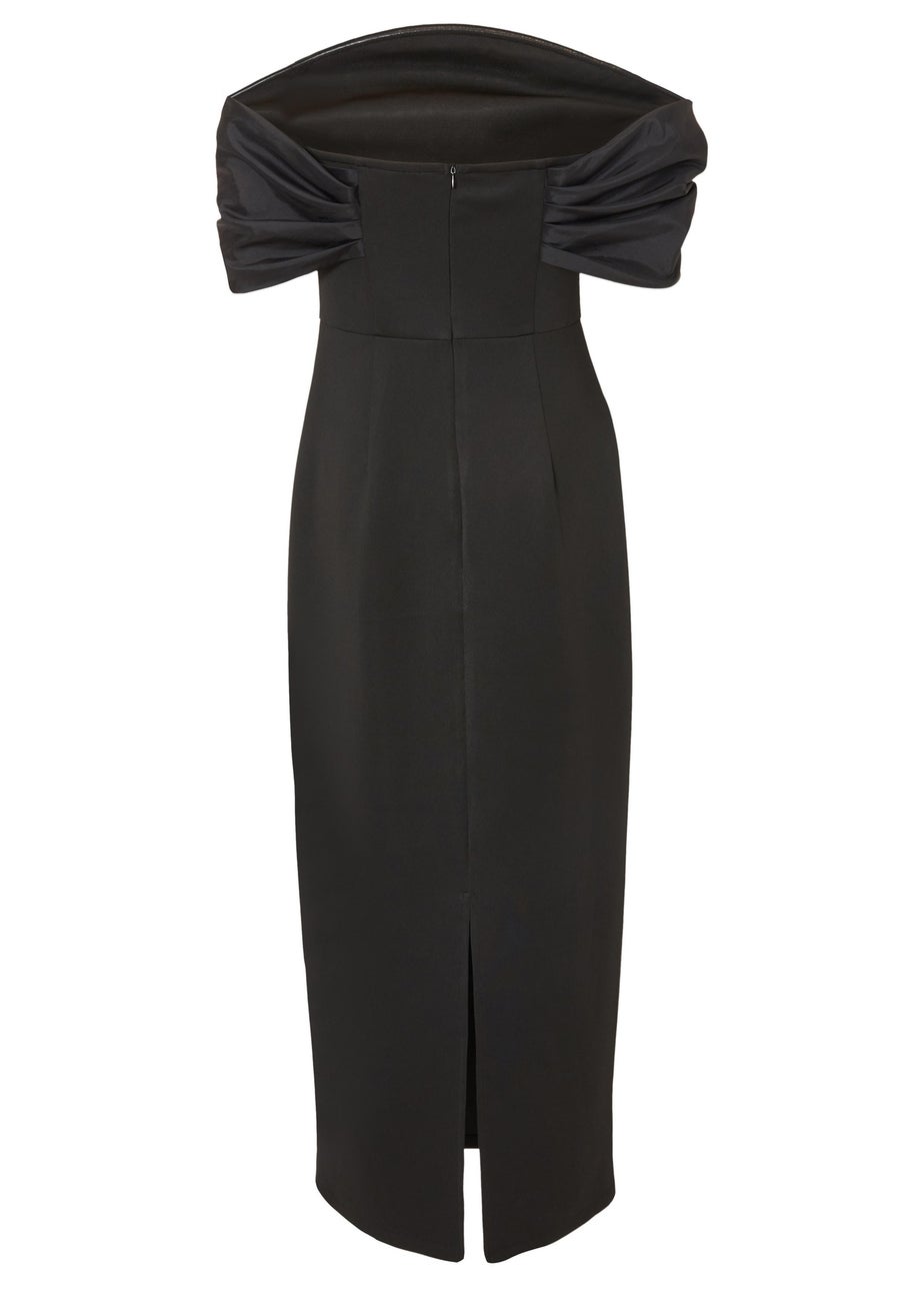 Quiz Black Embellished Bardot Midaxi Dress