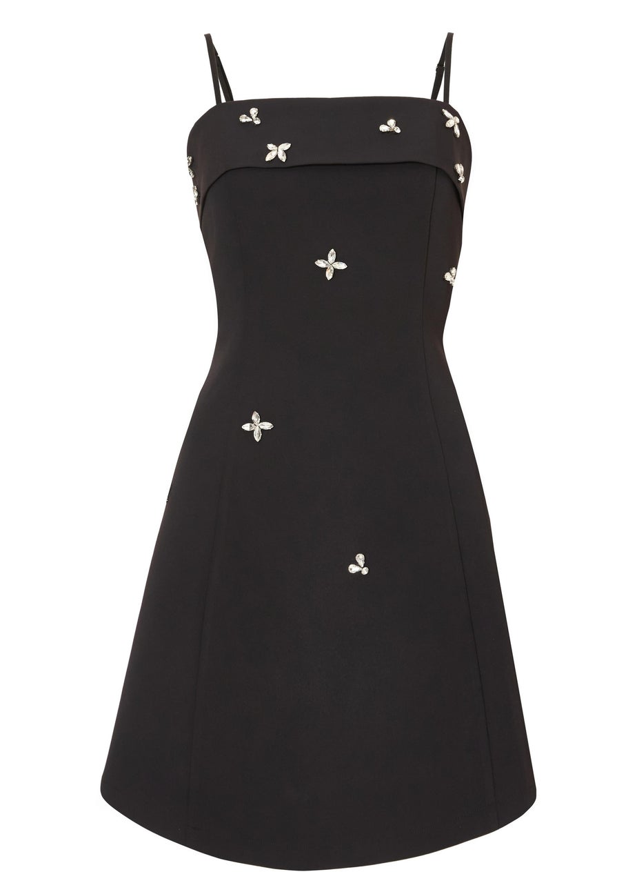 Quiz Black Embellished Skater Dress