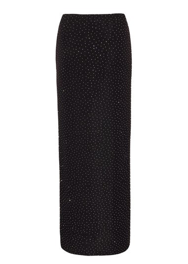 Quiz Black Diamante Maxi Skirt