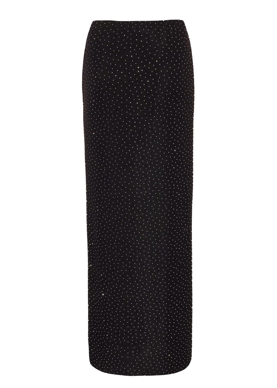 Quiz Black Diamante Maxi Skirt
