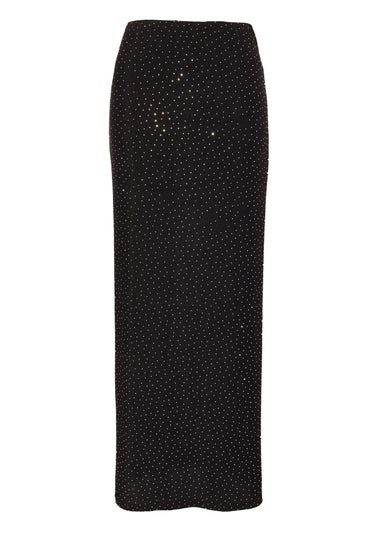 Quiz Black Diamante Maxi Skirt