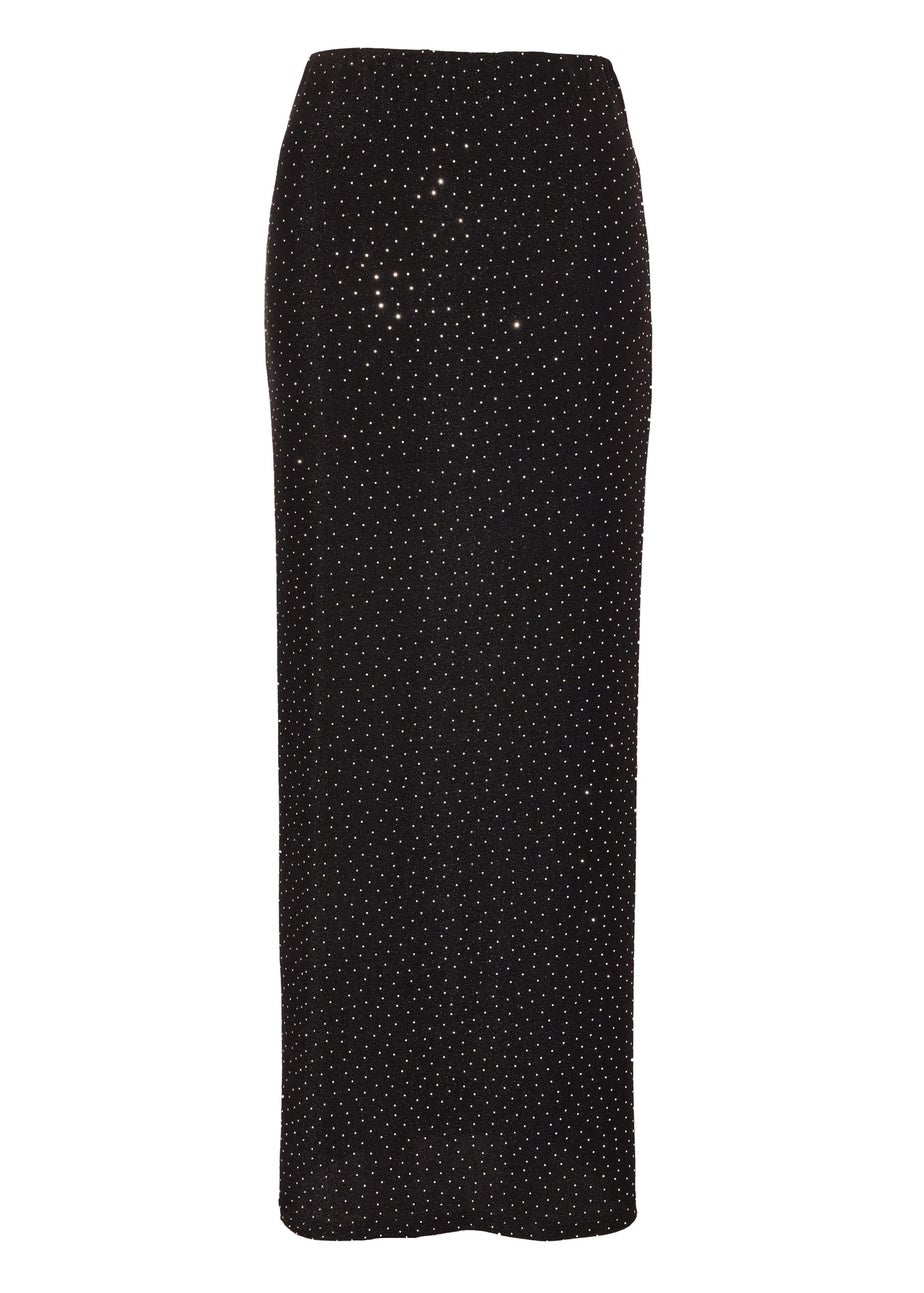 Quiz Black Diamante Maxi Skirt