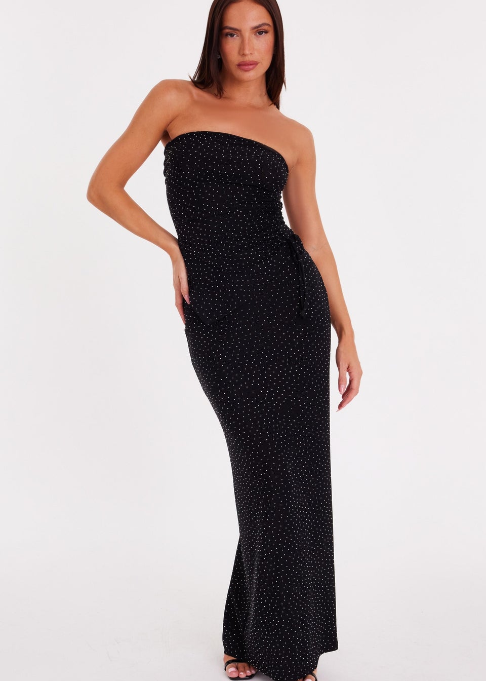 Quiz Black Diamante Maxi Skirt