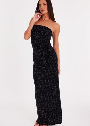 Quiz Black Diamante Maxi Skirt