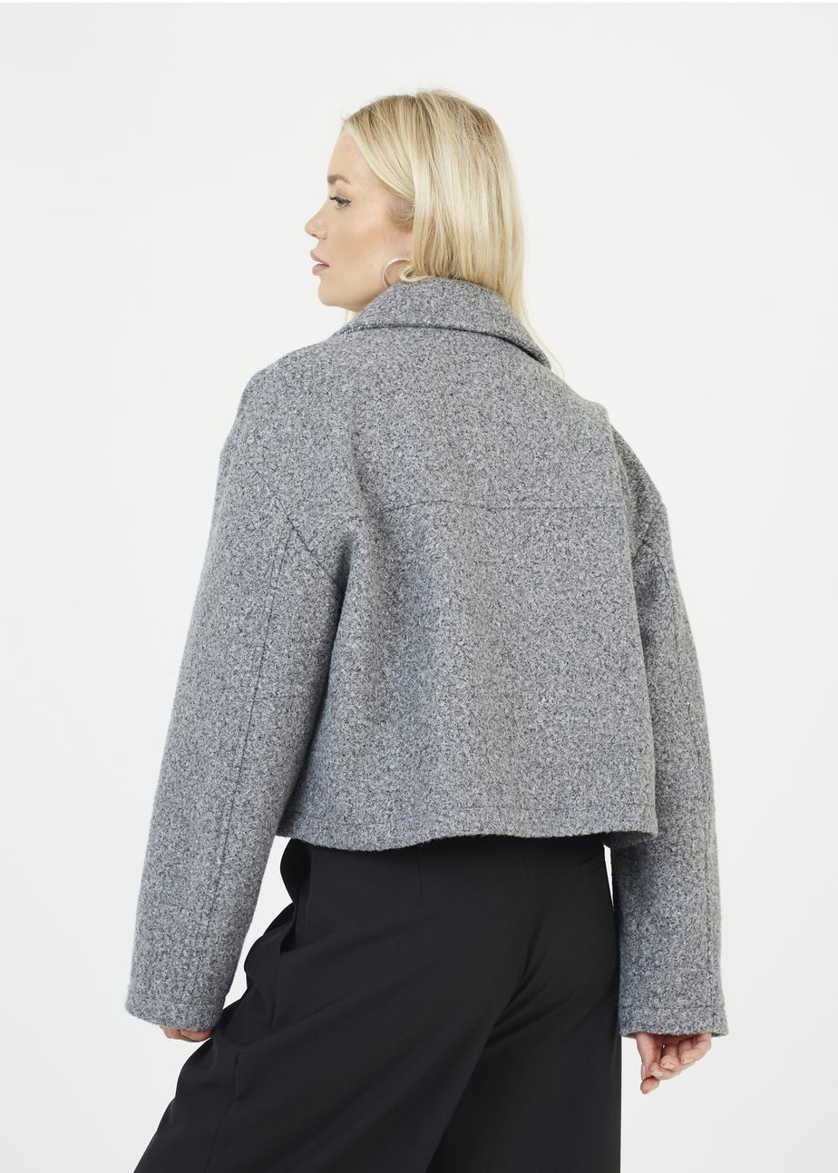 Brave Soul Grey Boucle Faux Wool Jacket