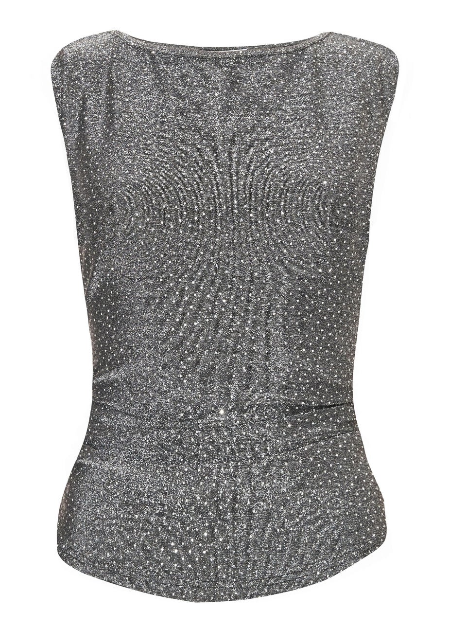 Quiz Grey Diamante Embellished Top
