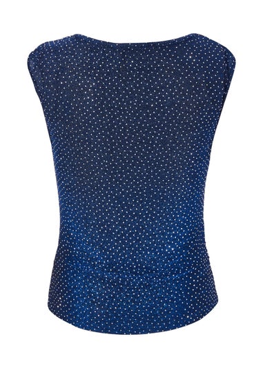 Quiz Blue Diamante Embellished Top