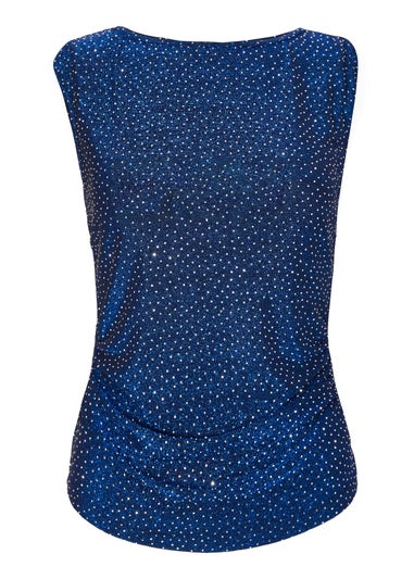 Quiz Blue Diamante Embellished Top