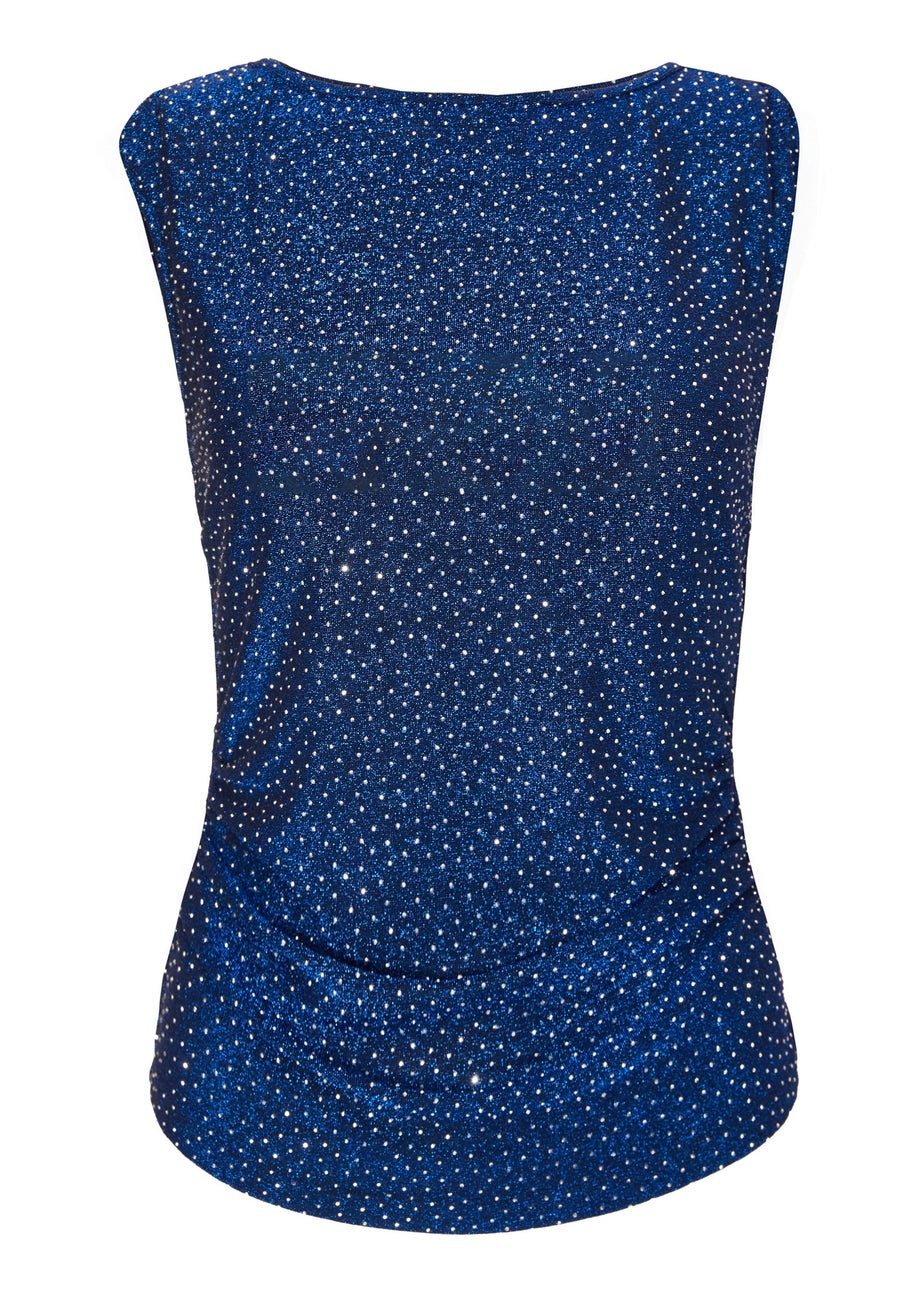 Quiz Blue Diamante Embellished Top
