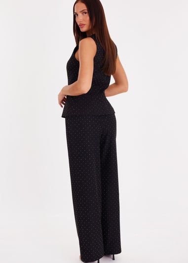 Quiz Black Diamante Tailored Trousers