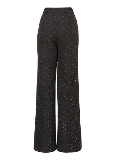 Quiz Black Diamante Tailored Trousers