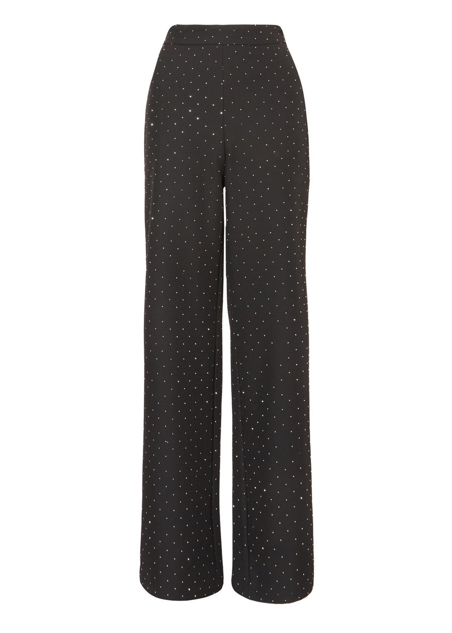 Quiz Black Diamante Tailored Trousers