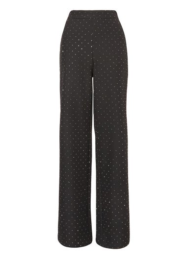 Quiz Black Diamante Tailored Trousers