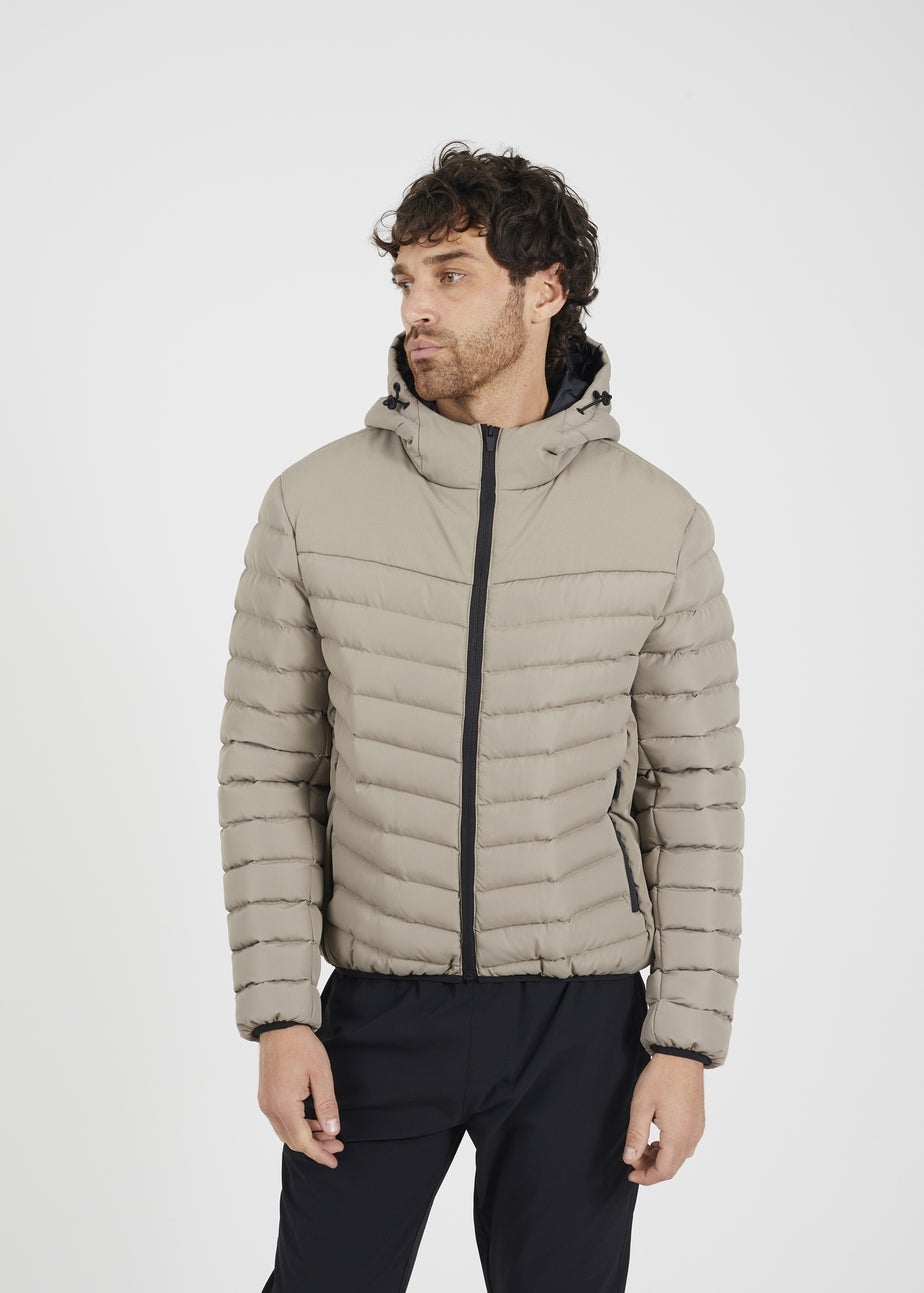 Brave Soul Taupe Padded Hooded Jacket