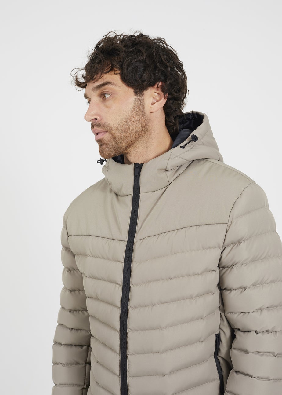 Brave Soul Taupe Padded Hooded Jacket