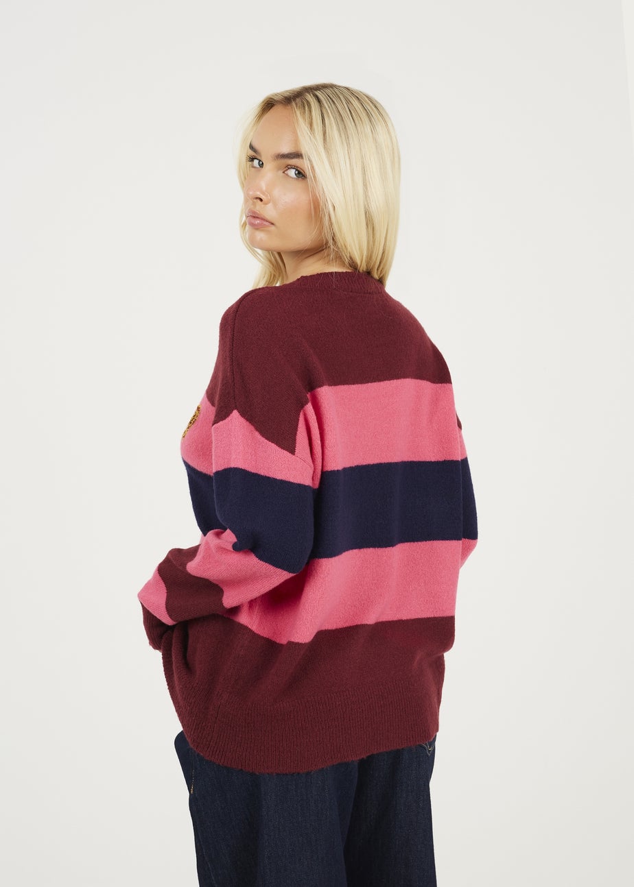 Brave Soul Burgundy Sequin Slogan Christmas Jumper