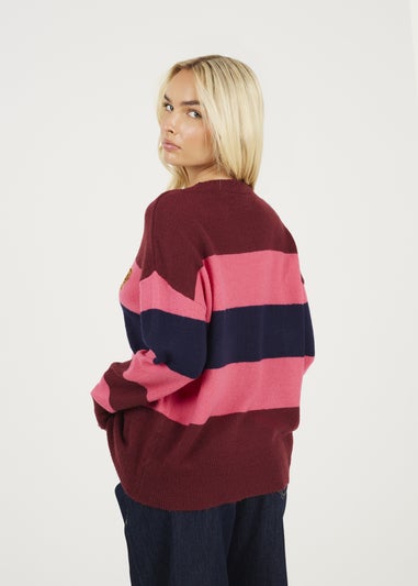 Brave Soul Burgundy Sequin Slogan Christmas Jumper