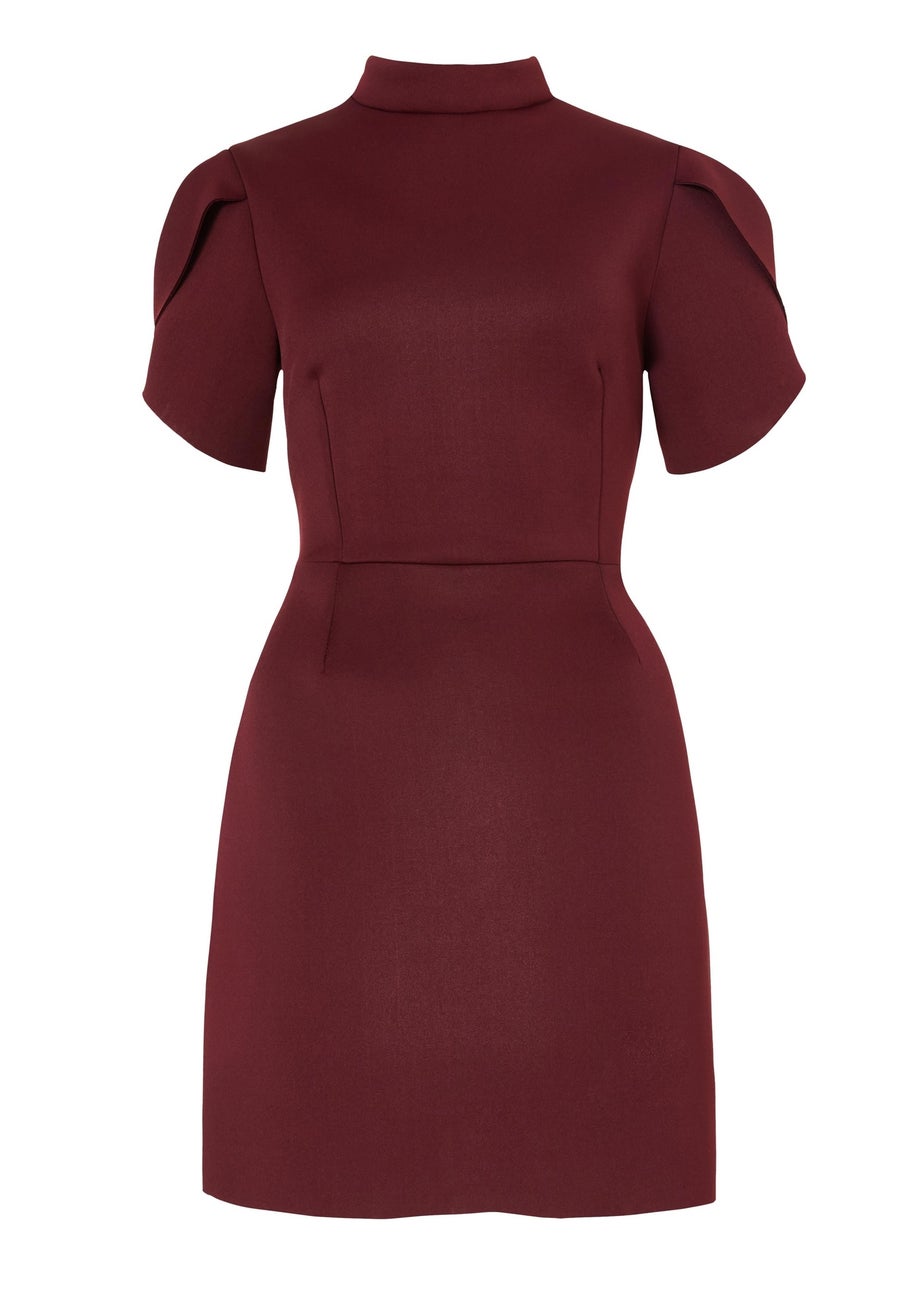 Quiz Burgundy High Neck Mini Dress