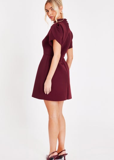 Quiz Burgundy High Neck Mini Dress