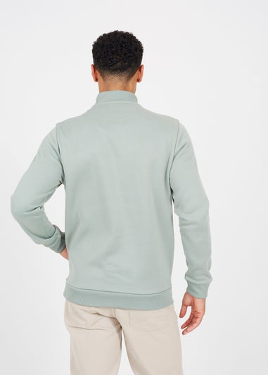 Brave Soul Green Funnel Neck 1/4 Zip Sweatshirt