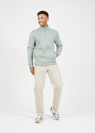 Brave Soul Green Funnel Neck 1/4 Zip Sweatshirt