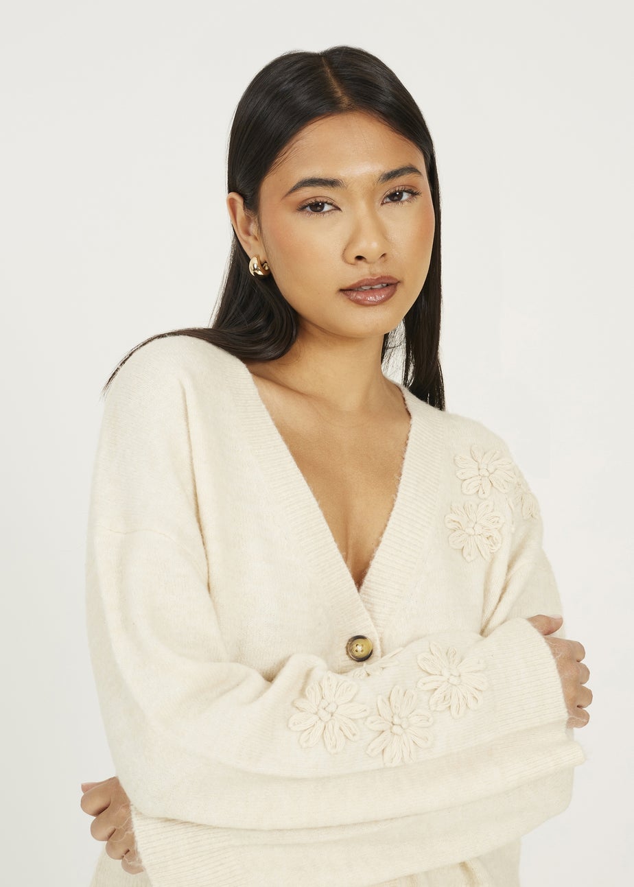 Brave Soul Stone Floral Embroidery V-Neck Cardigan