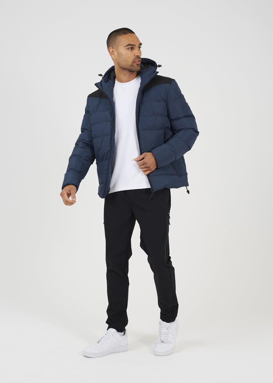 Brave Soul Blue Padded Quilted Hooded Jacket