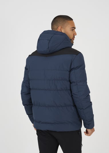 Brave Soul Blue Padded Quilted Hooded Jacket