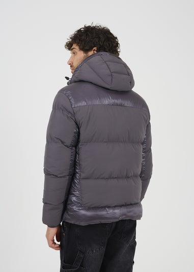 Brave Soul Grey Padded Hooded Zip-Up Jacket