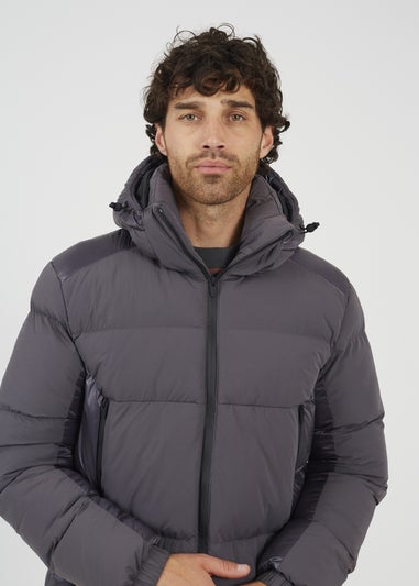 Brave Soul Grey Padded Hooded Zip-Up Jacket