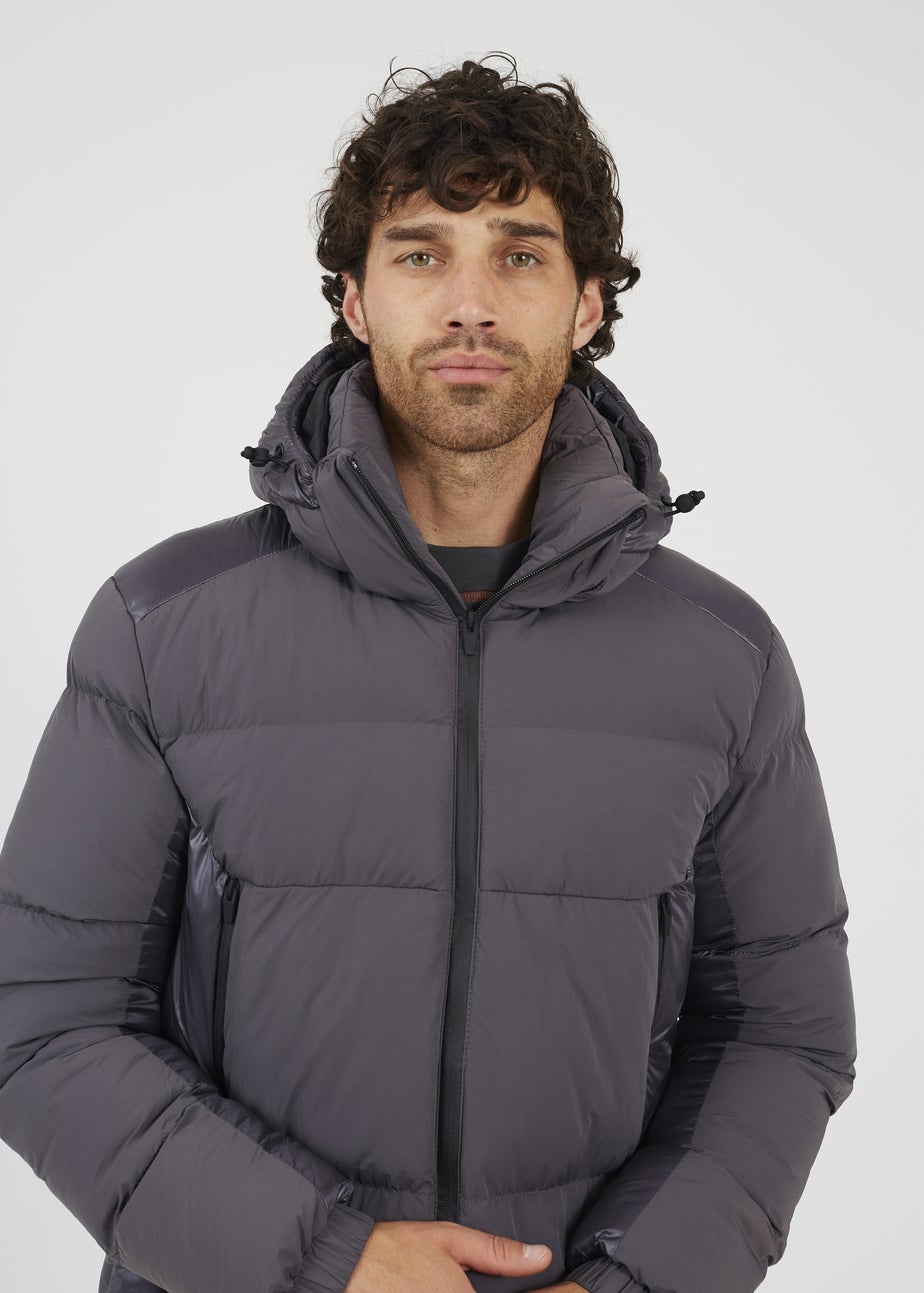 Brave Soul Grey Padded Hooded Zip-Up Jacket