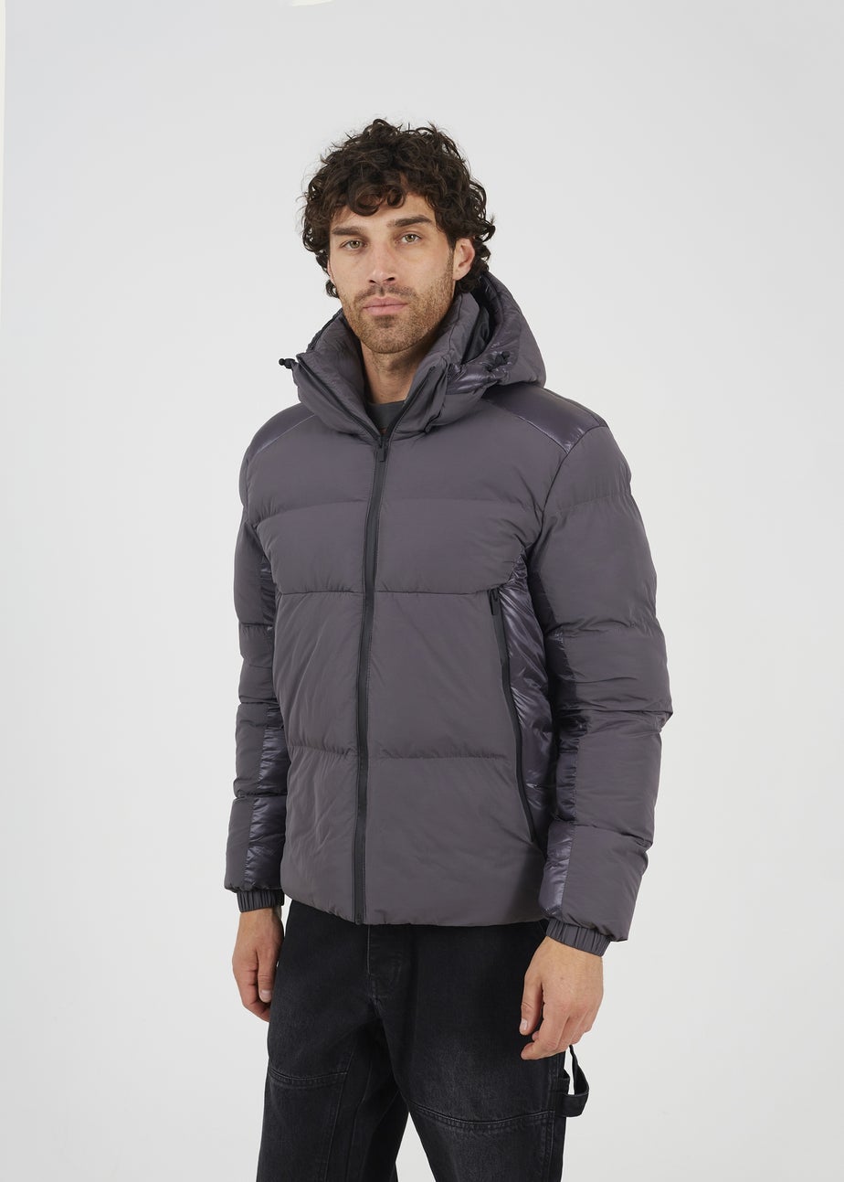 Brave Soul Grey Padded Hooded Zip-Up Jacket