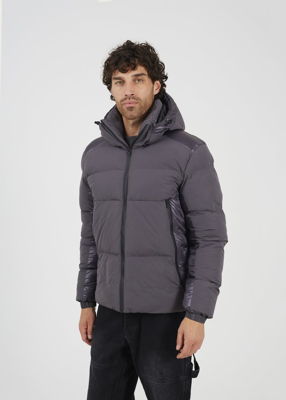 Brave Soul Grey Padded Hooded Zip-Up Jacket