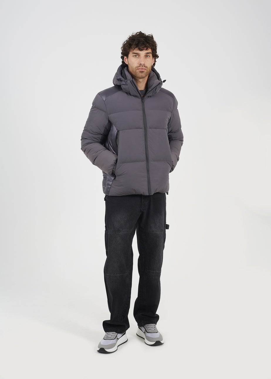 Brave Soul Grey Padded Hooded Zip-Up Jacket