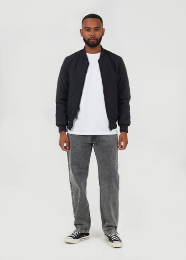 Brave Soul Black Diamond Quilted Bomber Jacket