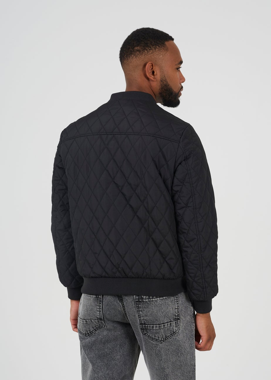 Brave Soul Black Diamond Quilted Bomber Jacket