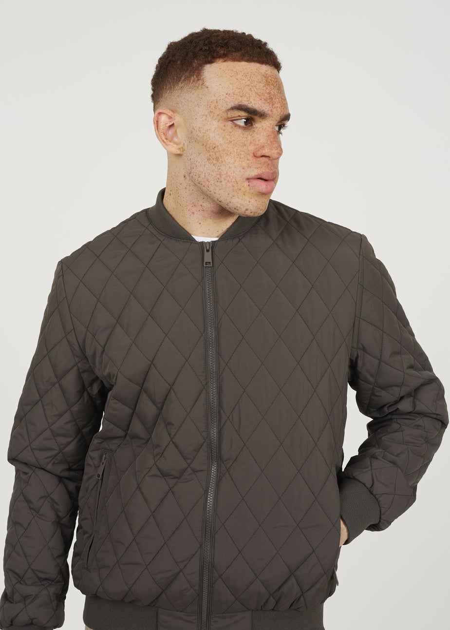 Brave Soul Brown Diamond Quilted Bomber Jacket