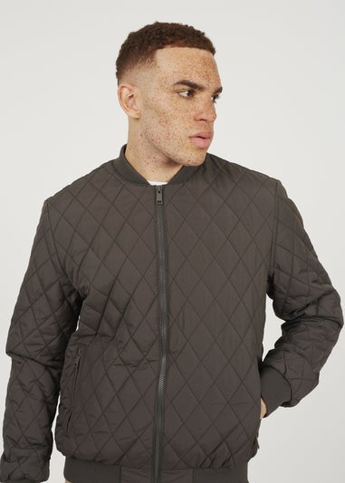 Brave Soul Brown Diamond Quilted Bomber Jacket