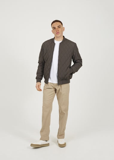 Brave Soul Brown Diamond Quilted Bomber Jacket