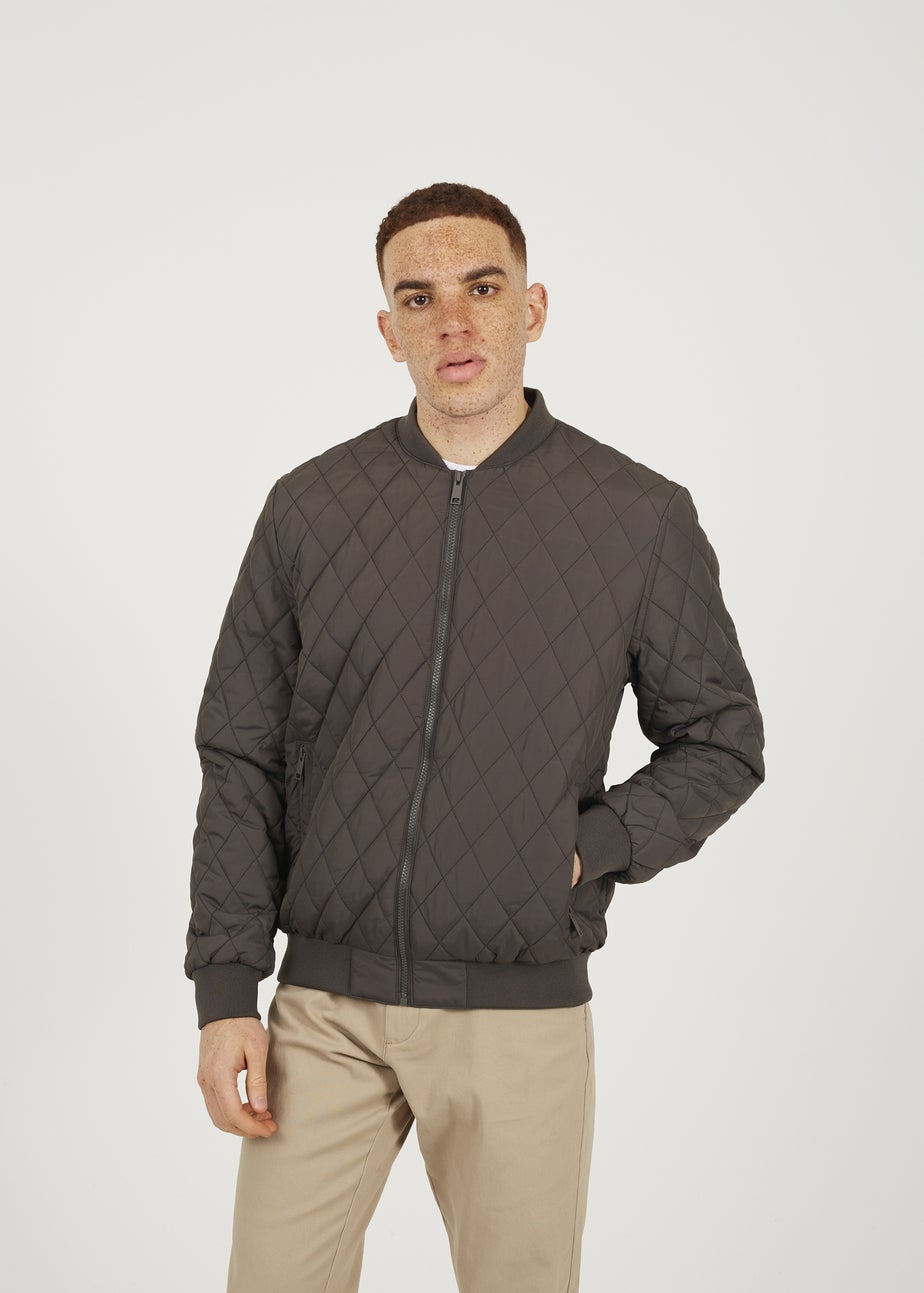 Brave Soul Brown Diamond Quilted Bomber Jacket