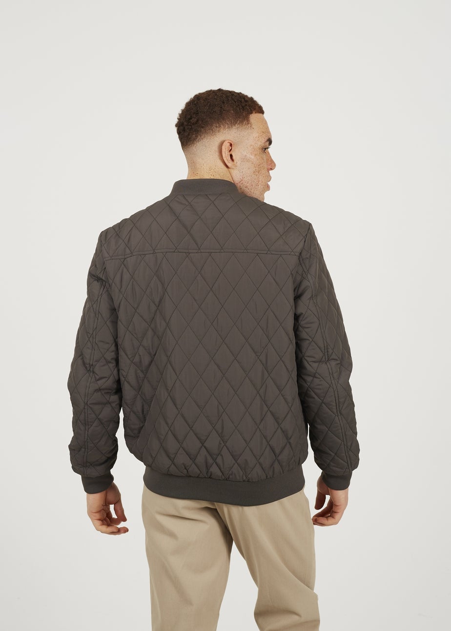 Brave Soul Brown Diamond Quilted Bomber Jacket
