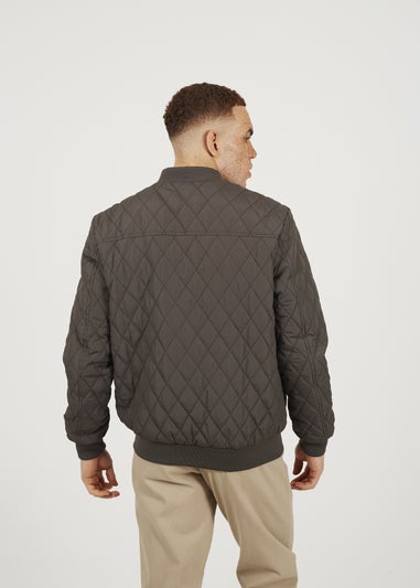 Brave Soul Brown Diamond Quilted Bomber Jacket
