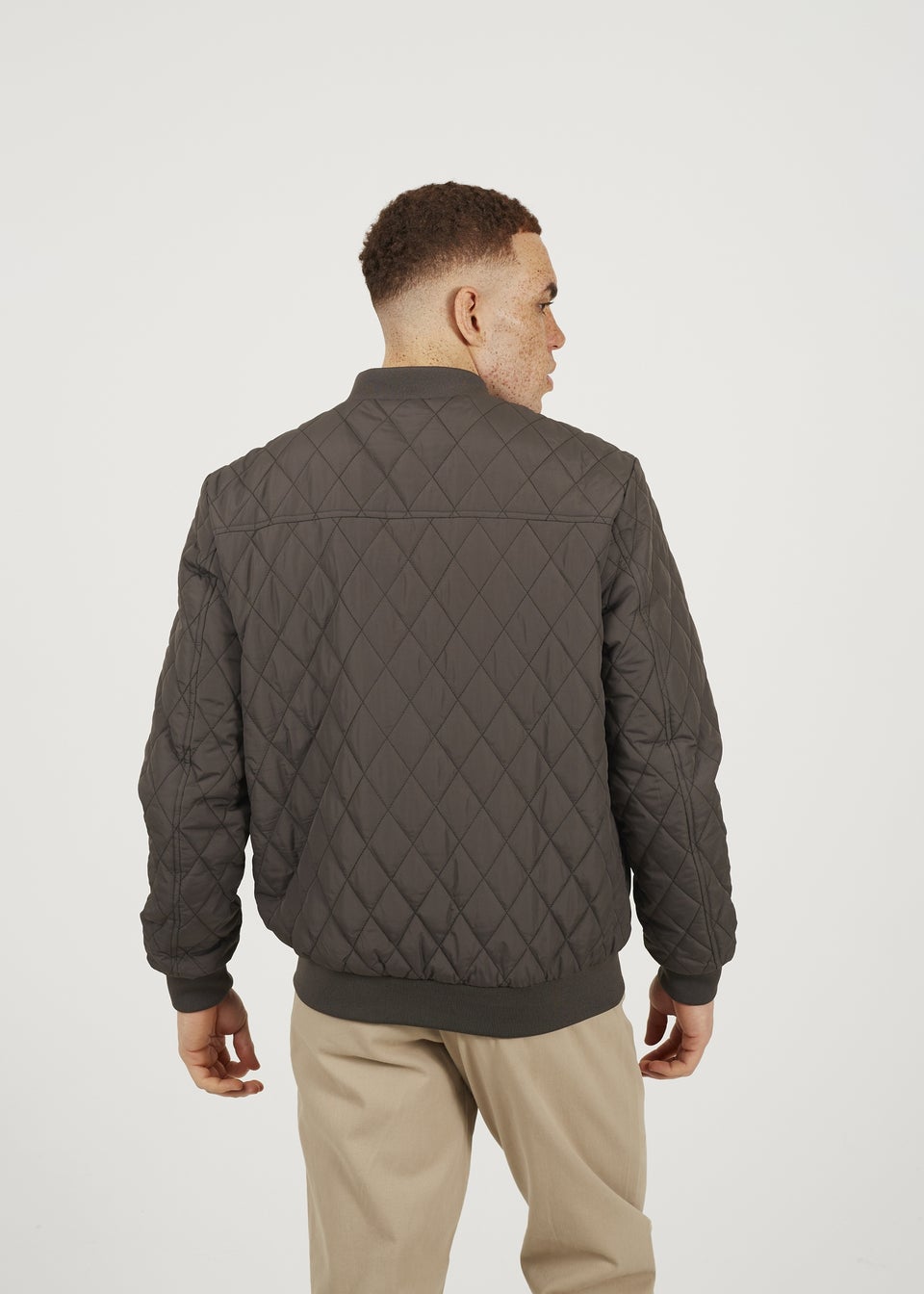 Brave Soul Brown Diamond Quilted Bomber Jacket
