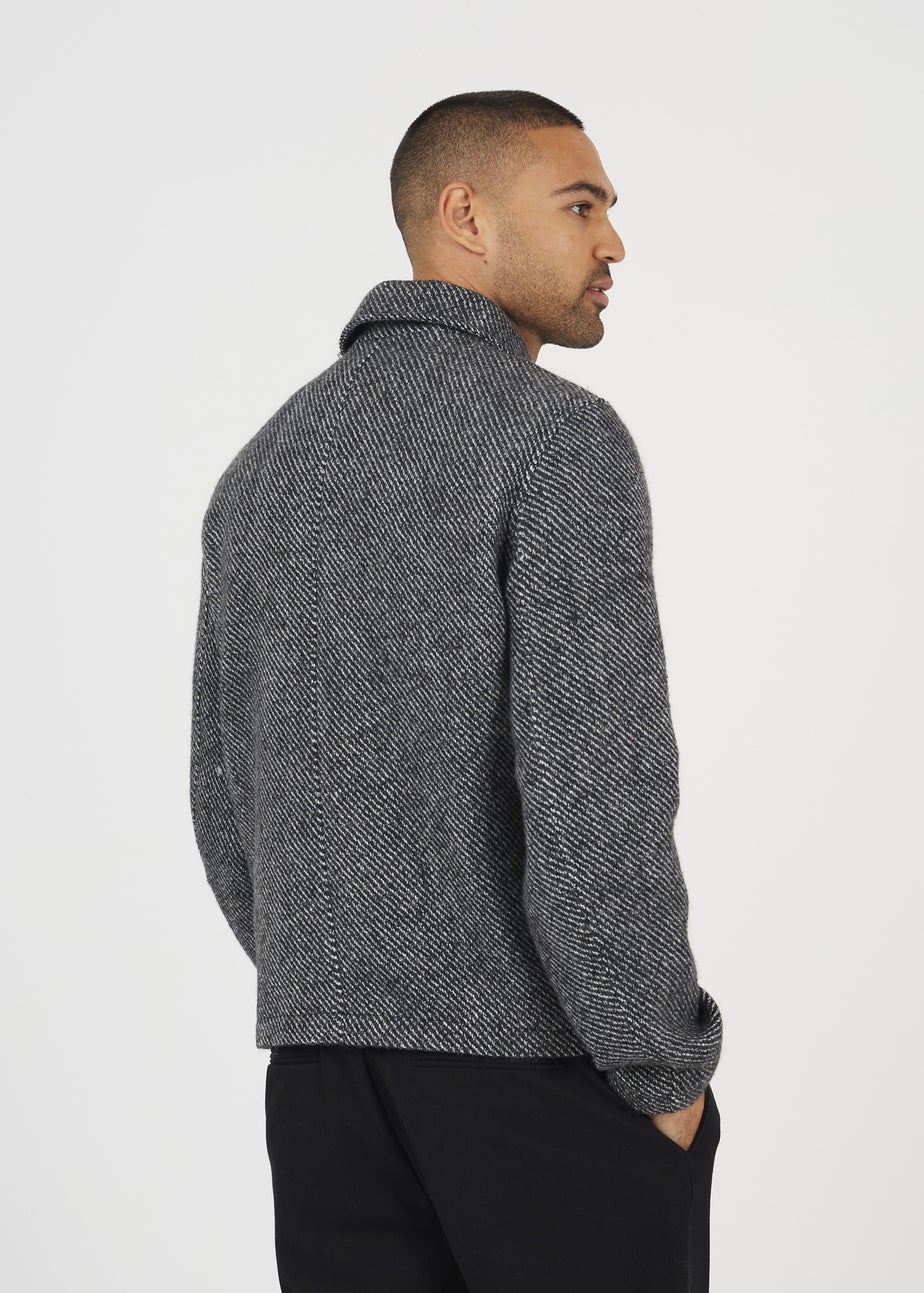 Brave Soul Grey Wool-Look Harrington Jacket