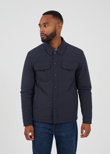 Brave Soul Navy Borg Lined Zip-Up Shacket